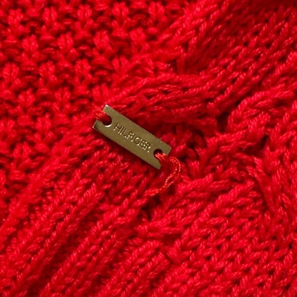 Tommy Hilgiger 100% cotton red cable knit sweater - M - Picture 7 of 9